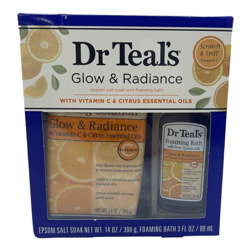 Dr Teal's Epson Salt Soaking Solution Foaming Bath Set Glow & Radiance